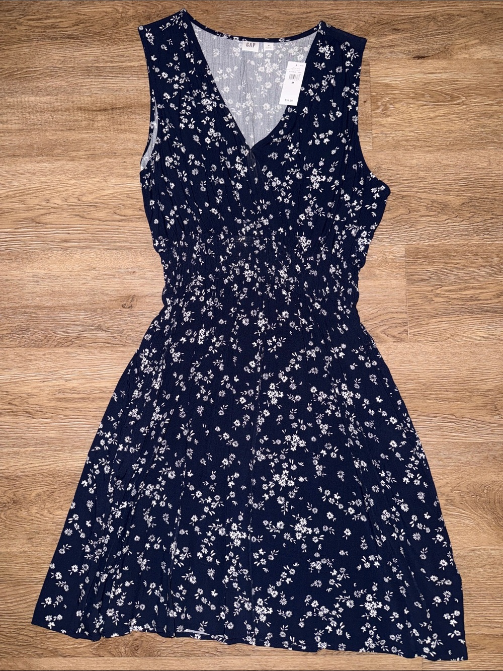 GAP Navy and White Floral V-Neck Dress